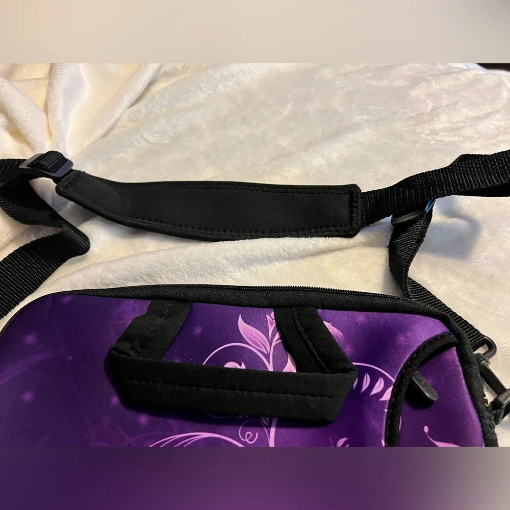 8x10 inch purple neoprene tablet case with padded shoulder strap